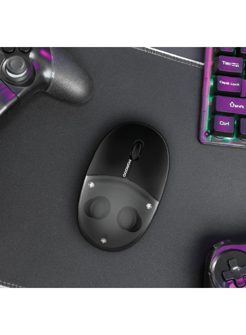 porodo Wireless Mouse & Earbud with Transparent Magnetic Cover, Dual Mode Connectivity, Wireless Mouse with Adjustable DPI Sensitivity, 30H Working Time, Wireless Earbud with 4H Battery Life - Image 2